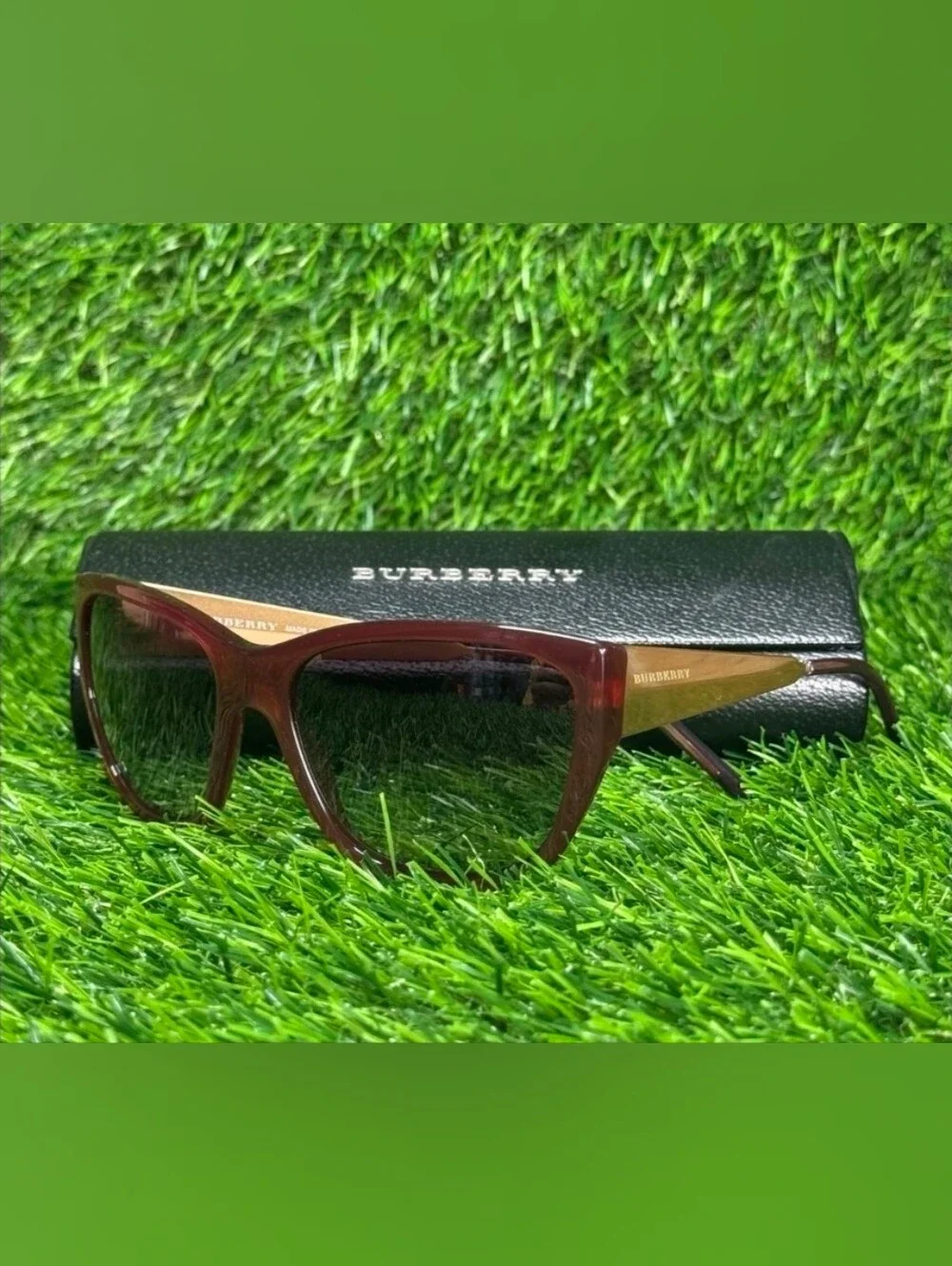 Burberry Brown Cat-Eye Sunglasses Frames with Gold Temples - No Lenses